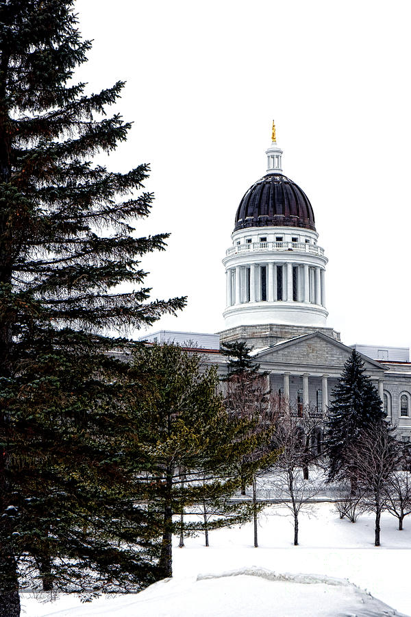 Pine Tree State Capitol in Winter Photograph by Olivier Le Queinec
