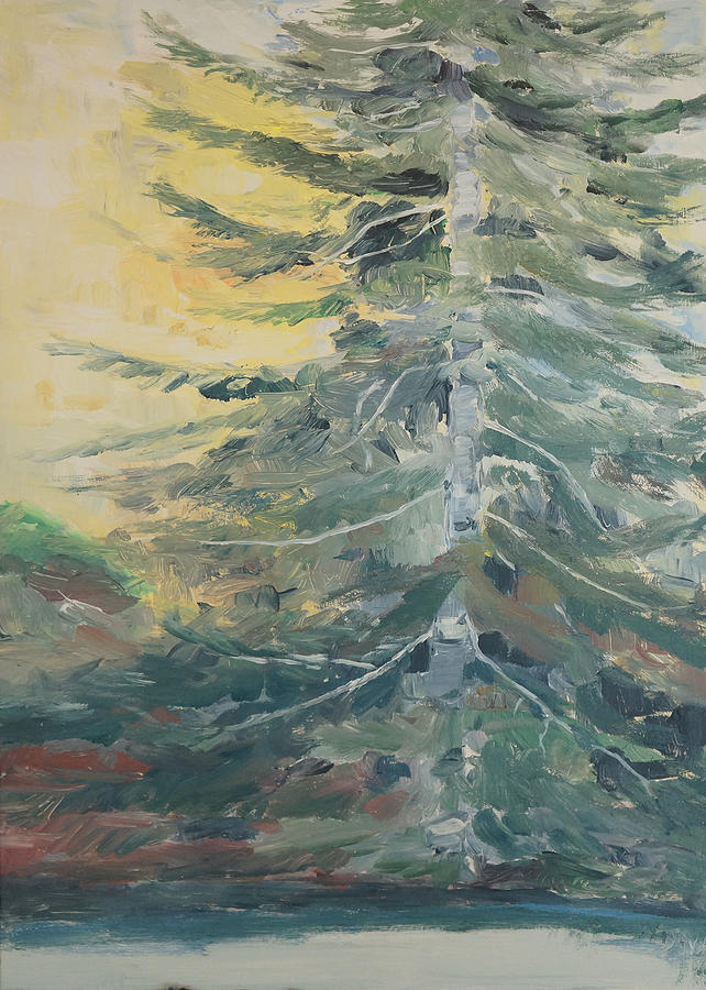Pine Tree Painting by Wendy Michelle Davis