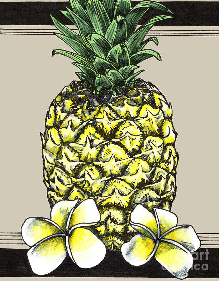 Pineapple And Plumeria Digital Art by Leslie Moore