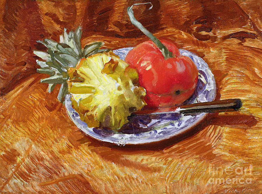 Pineapple and Tomato Painting by William Nicholson