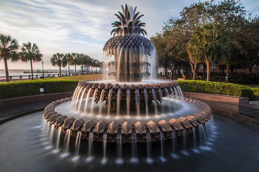 Pineapple Fountain Charleston Sunrise Photograph by John McGraw