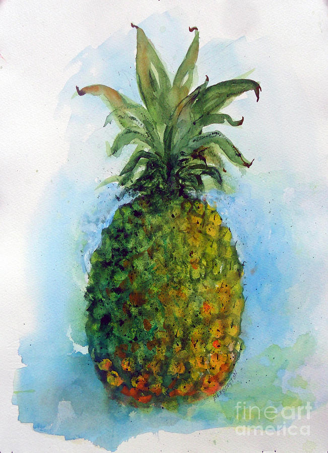 Pineapple In Watercolor Painting by Doris Blessington