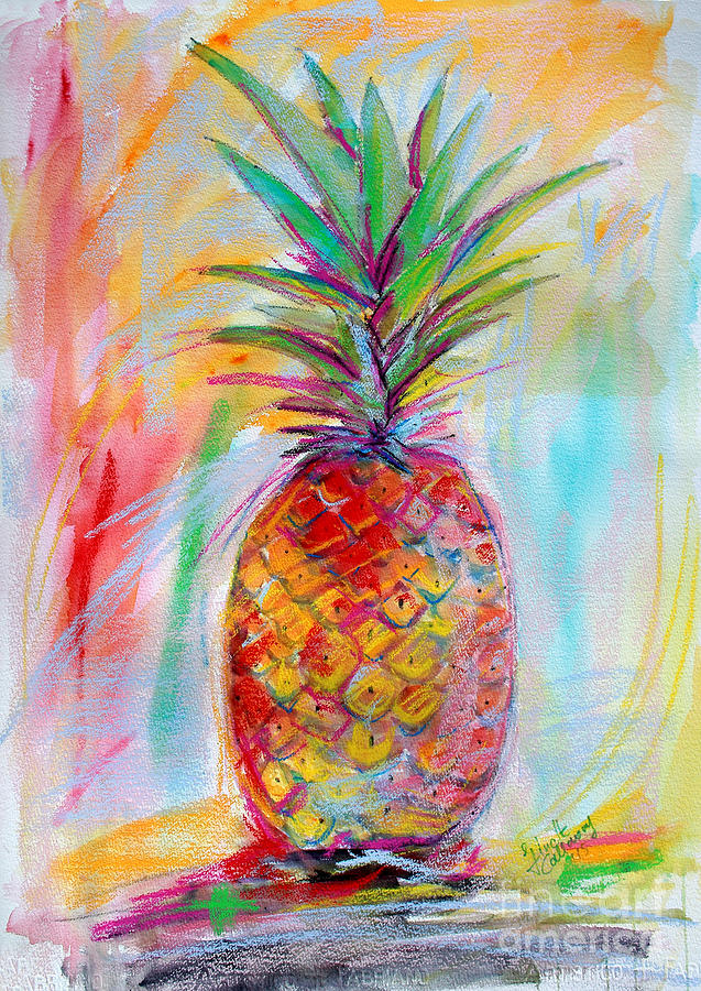 Pineapple Mixed Media Painting Painting by Ginette Callaway