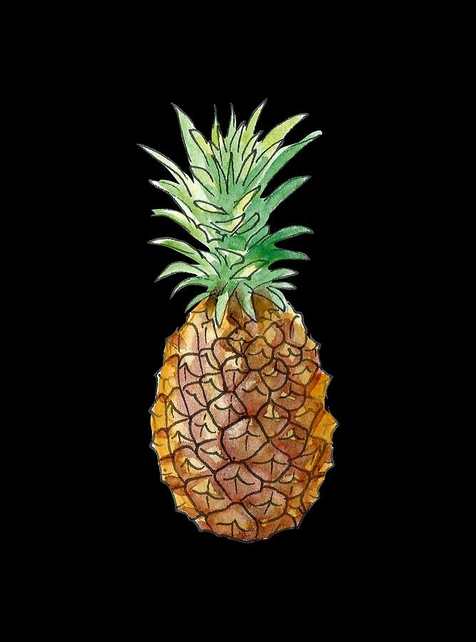Pineapple on black Painting by Masha Batkova