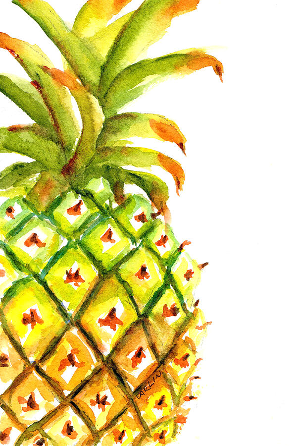 Pineapple on the Side  Painting by Carlin Blahnik CarlinArtWatercolor