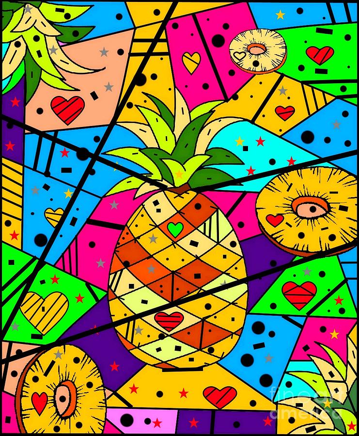 Pineapple Popart By Nico Bielow Digital Art