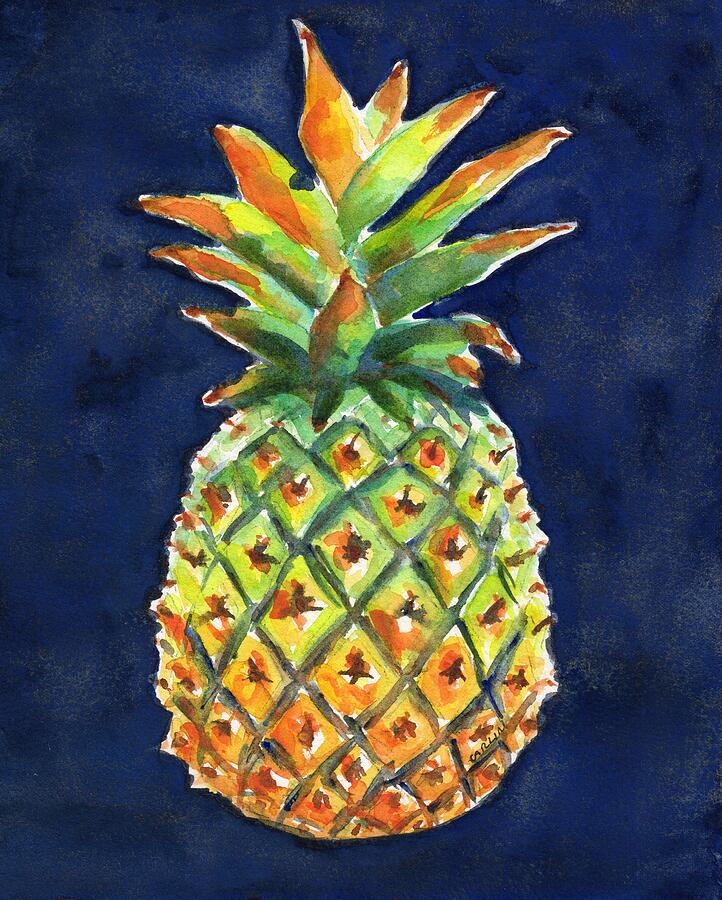 Pineapple Ripe Watercolor Painting by Carlin Blahnik CarlinArtWatercolor