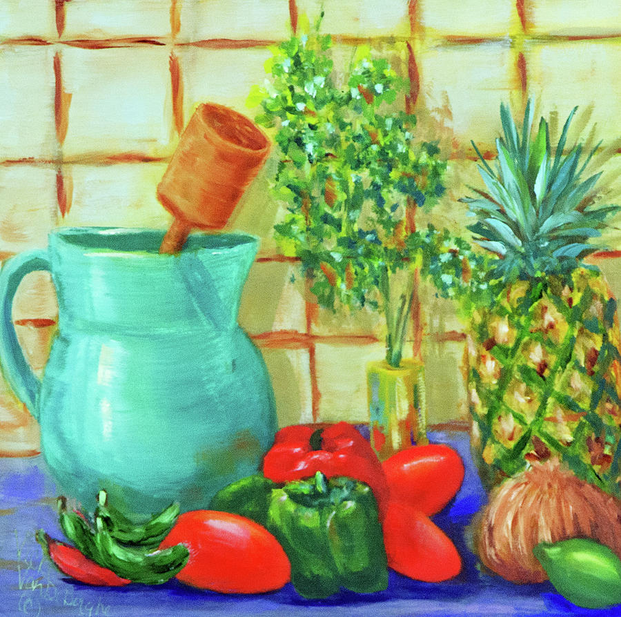 Salsa Painting - Pineapple Salsa by Vicki VanDeBerghe Salsa Painting - Pineapple Salsa by Vicki VanDeBerghe