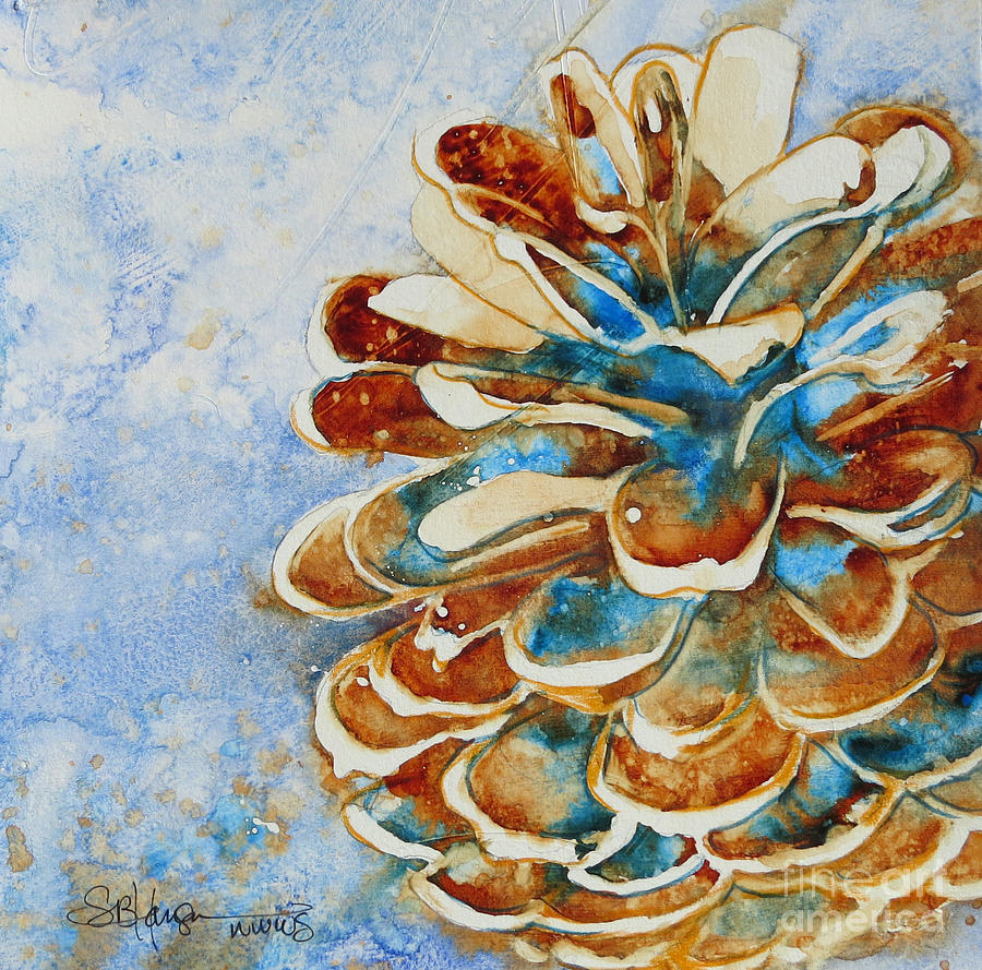 Pinecone Painting - Pinecone Winter by Sarah Hansen Pinecone Painting - Pinecone Winter by Sarah Hansen