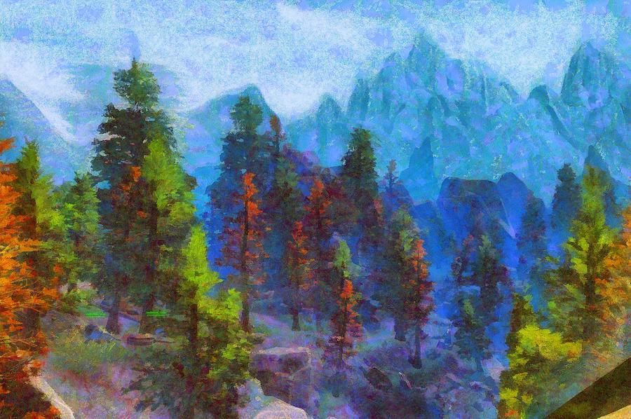 Pines and Mountains Digital Art by Caito Junqueira