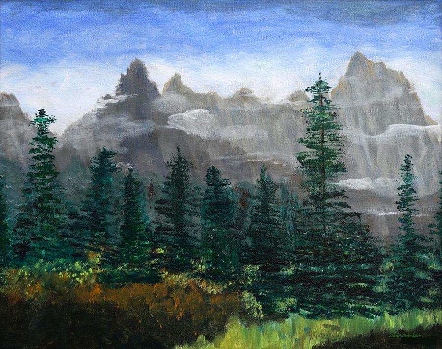 Pines and Mountains Painting by Deborah D Russo