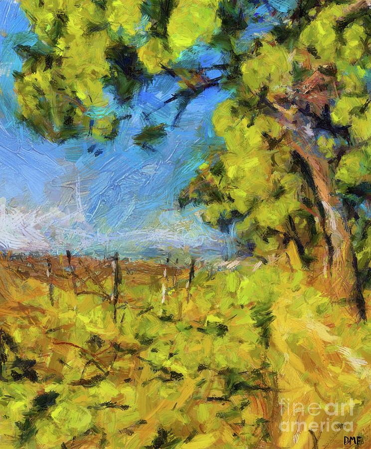 Pines and Vineyard Painting by Dragica Micki Fortuna