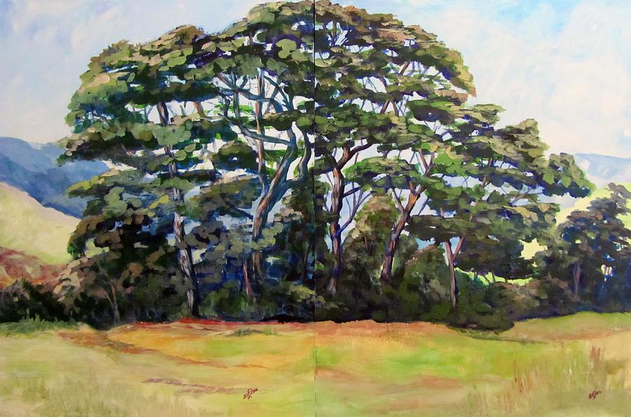 Pines Diptych Painting by Barbara OToole