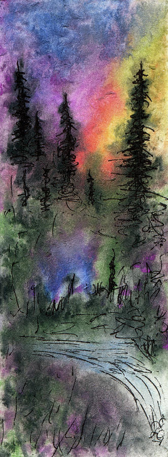 Pines in Misty Light Mixed Media by R Kyllo