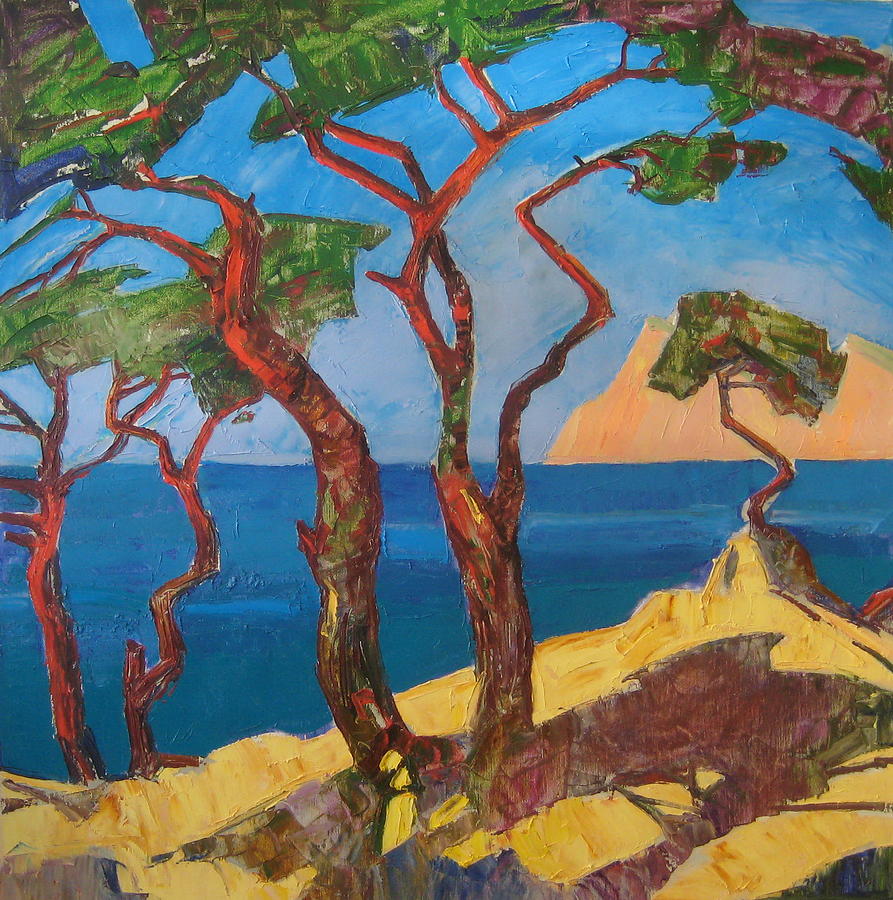 Pines of the silver beach Painting by Sergey Ignatenko