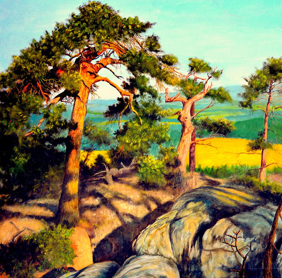 Gorecki Painting - Pines on the rocks by Henryk Gorecki Gorecki Painting - Pines on the rocks by Henryk Gorecki