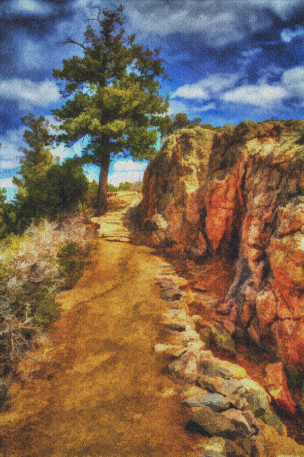 Pinion Pine Guarding the Trail Digital Painting Photograph by Roger Passman