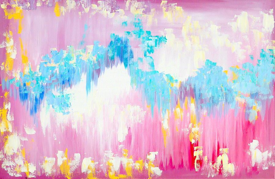 Abstract Painting - Pink abstract Art by Cathy Jacobs