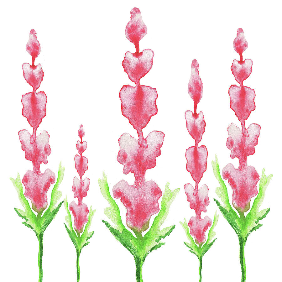 Pink Abstract Flowers In Watercolor Painting