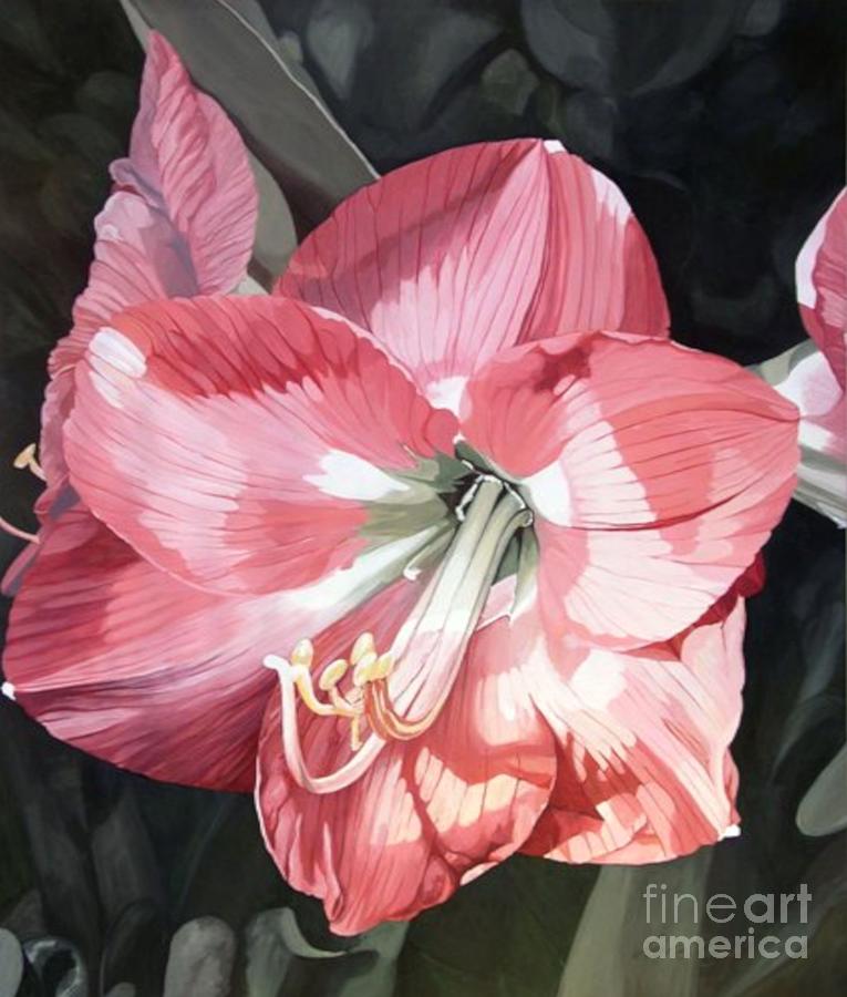 Pink Amaryllis Painting by Laurie Rohner