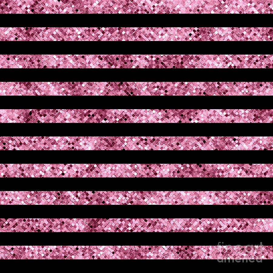 Pink And Black Glitter Sequin Stripes Photograph
