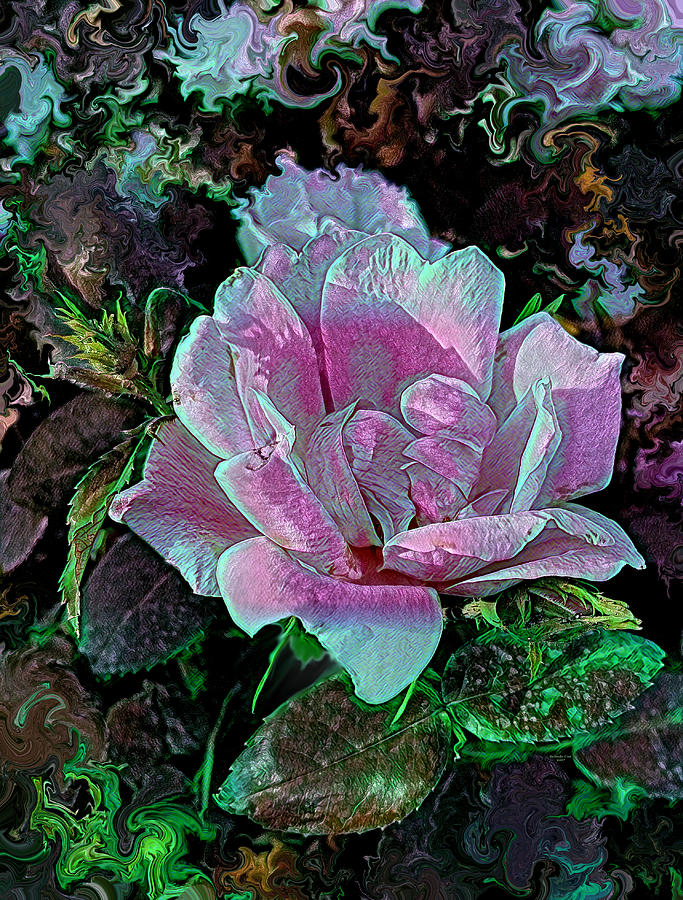 Pink and Blue Flower Digital Art by Artful Oasis