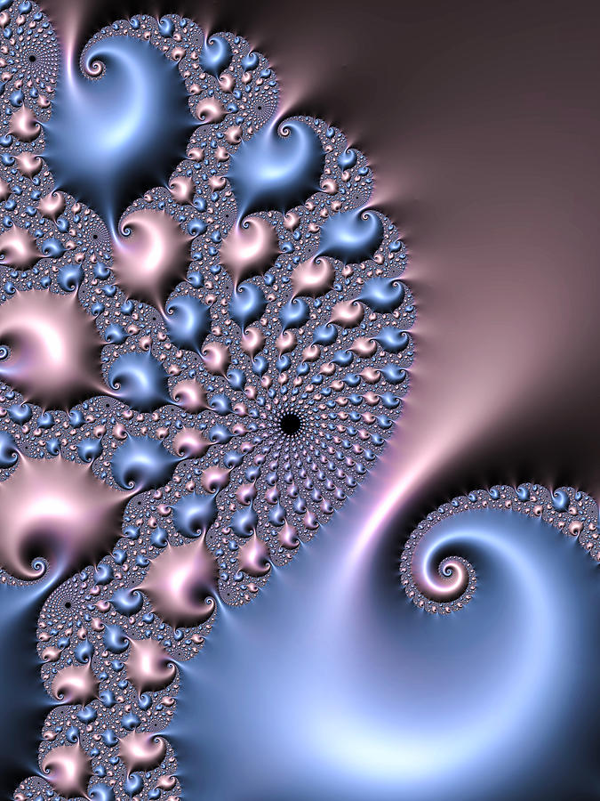 Pink and blue fractal spirals Digital Art by Matthias Hauser