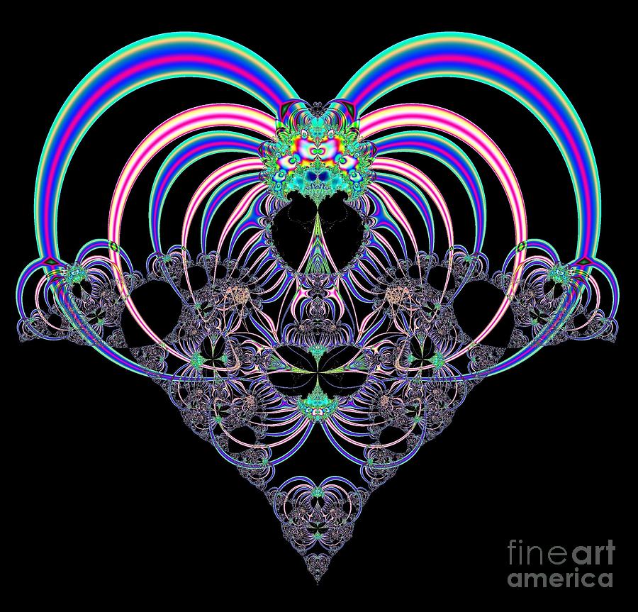 Pink and Blue Heart Fractal 82 Digital Art by Rose Santuci-Sofranko