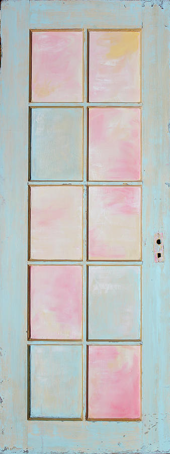 Pink and Blue Panel Door 2 Painting by Asha Carolyn Young