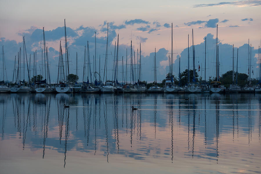 Boat Photograph - Pink and Blue Peace - Still Sailboat Reflections by Georgia Mizuleva