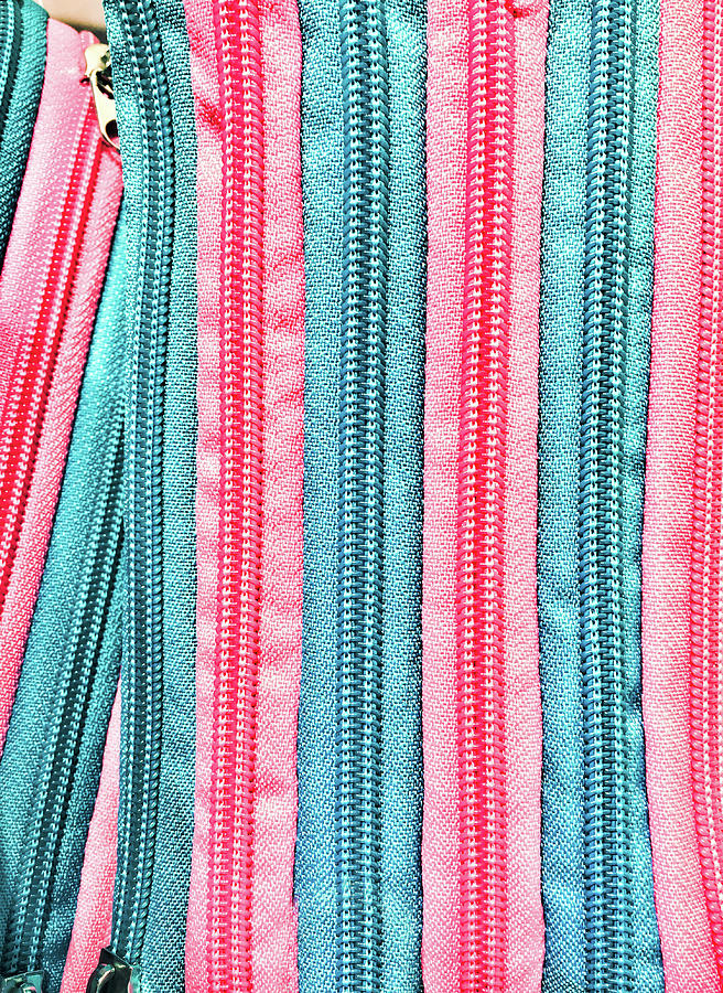 Pink and blue zips Photograph by Tom Gowanlock