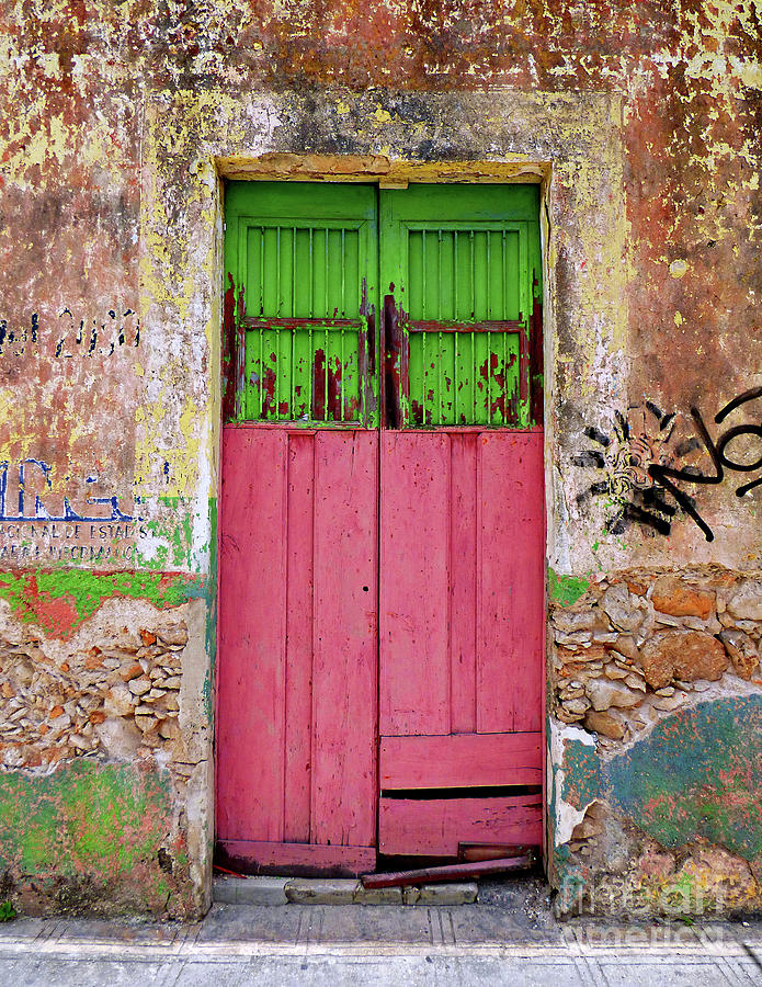 Pink And Green Door From Yucatan Photograph By Roberto Diaz - Fine Art 