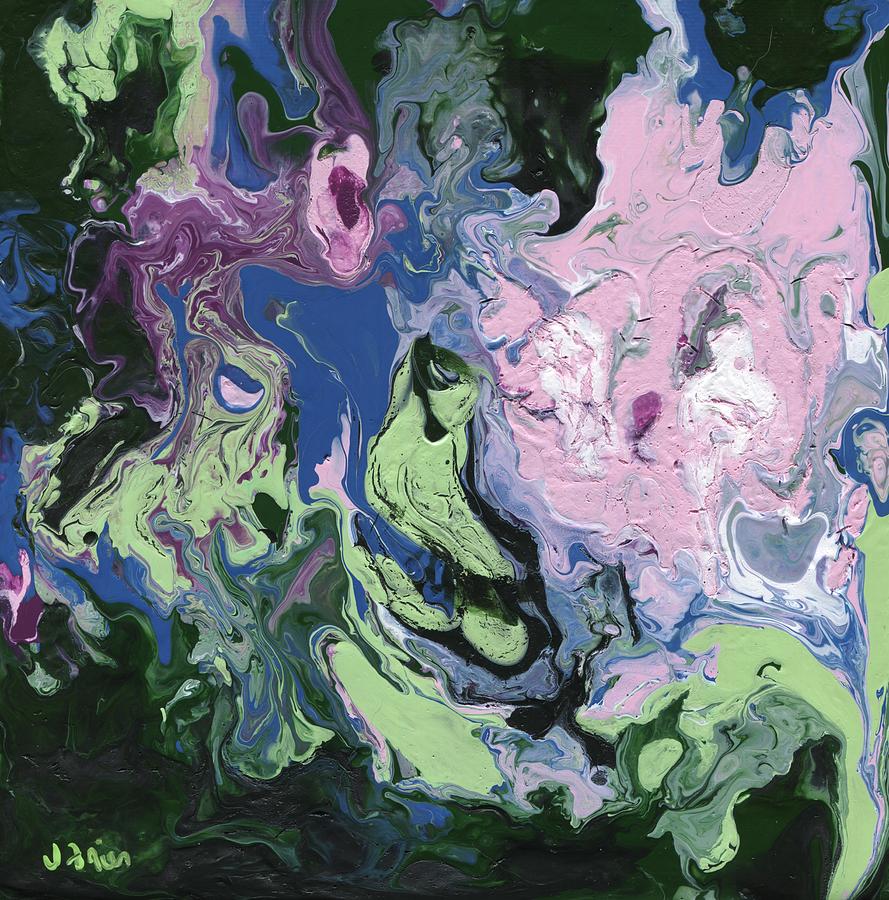Pink and Green Swirls Painting by Jamie Frier