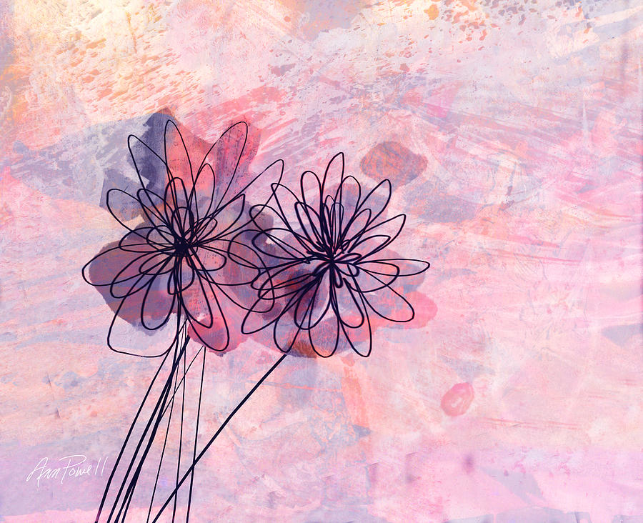 Pink and Lavender Abstract Flowers Digital Art by Ann Powell
