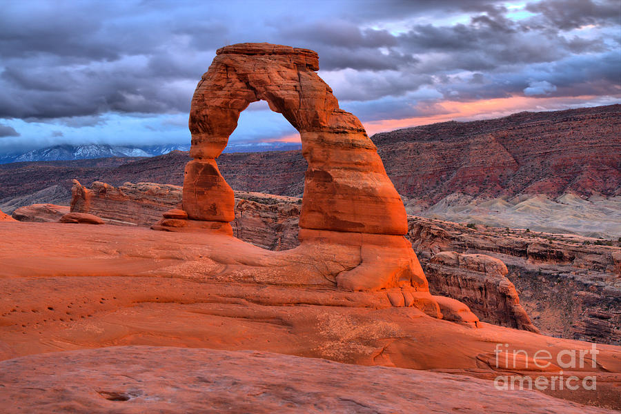 Pink And Orange At Delicate Arch Photograph by Adam Jewell
