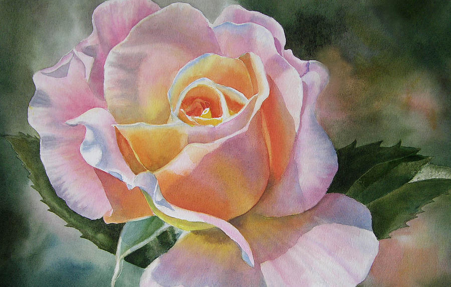 Rose Painting - Pink and Peach Rose Bud by Sharon Freeman