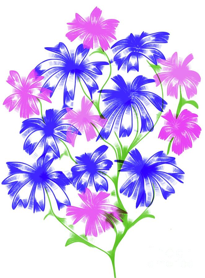 Pink and Purple Daisies Digital Art by By Divine Light