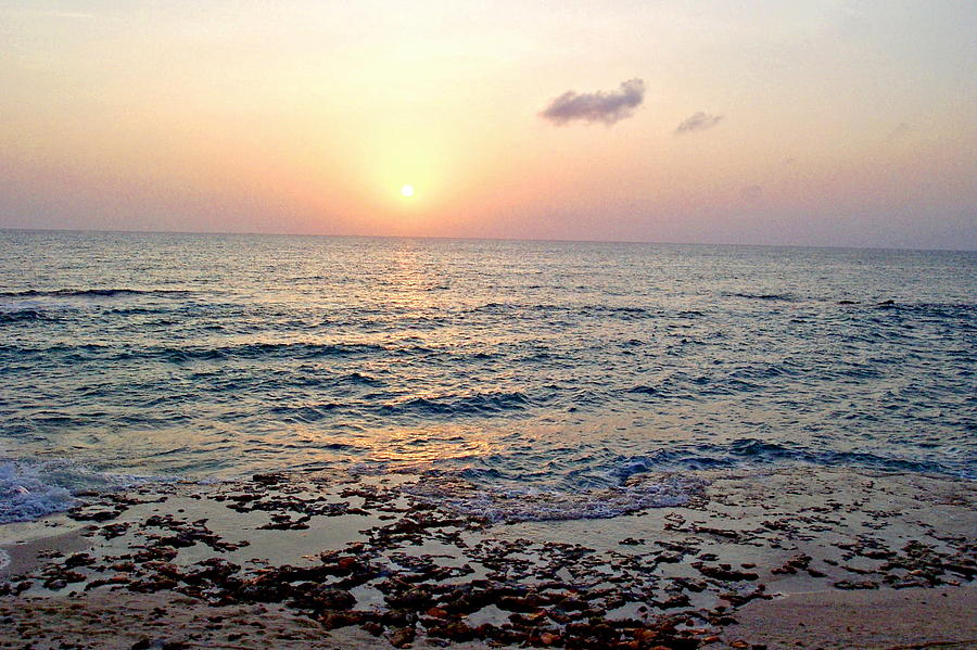 Pink and Purple Sunset over Grand Cayman Photograph by Amy McDaniel