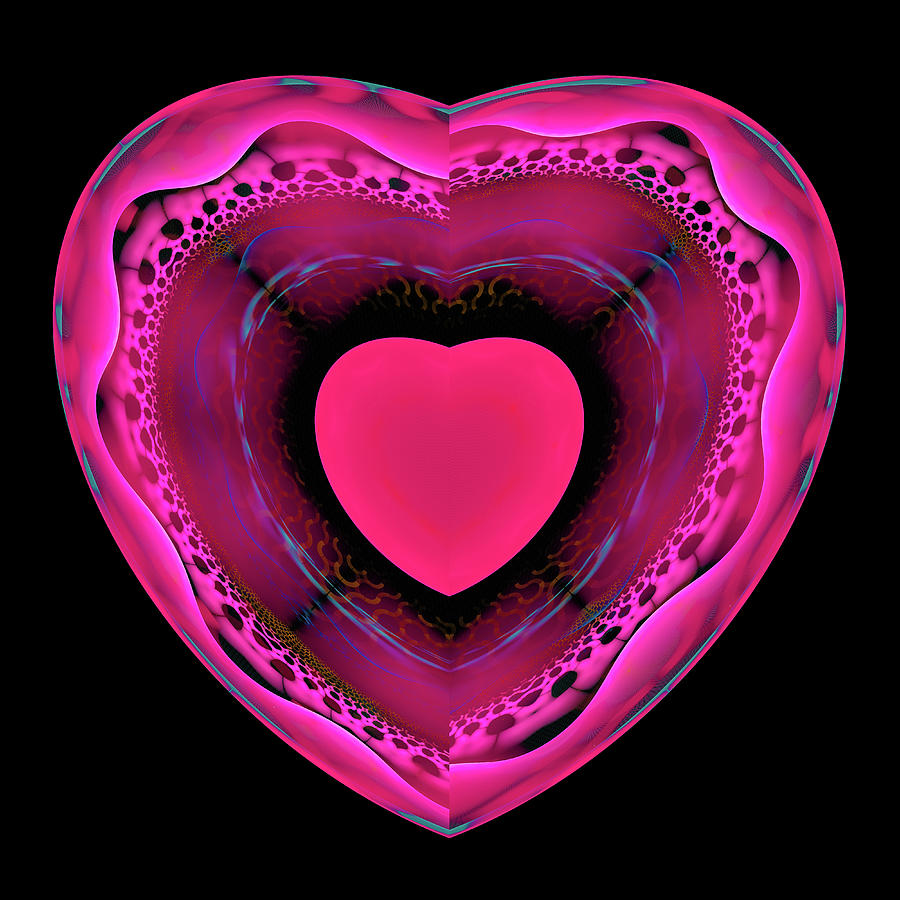 Pink and red heart on black Digital Art by Matthias Hauser