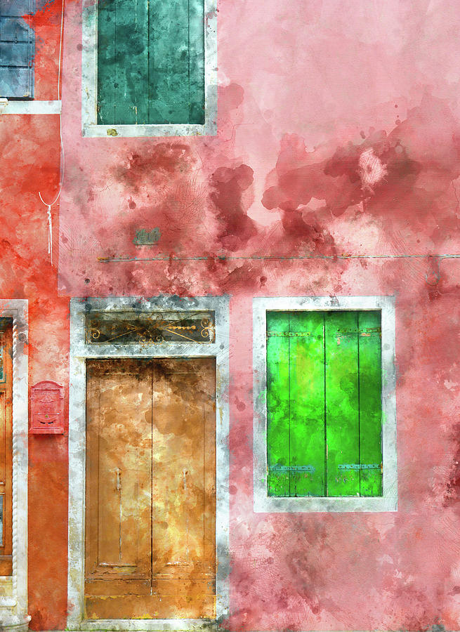 Pink and Red House in Burano Italy near Venice Photograph by Brandon Bourdages
