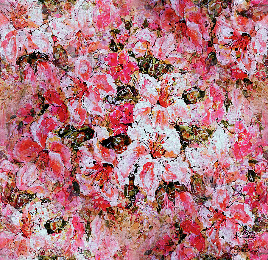Pink and White Lilies Painting by Natalie Holland