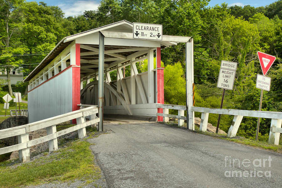 Pink And white Ryot Covered Bridge Photograph by Adam Jewell