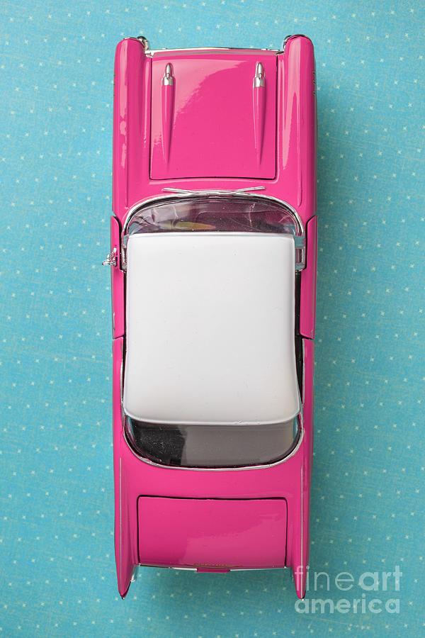 Pink and White Toy Car from above Photograph by Edward Fielding