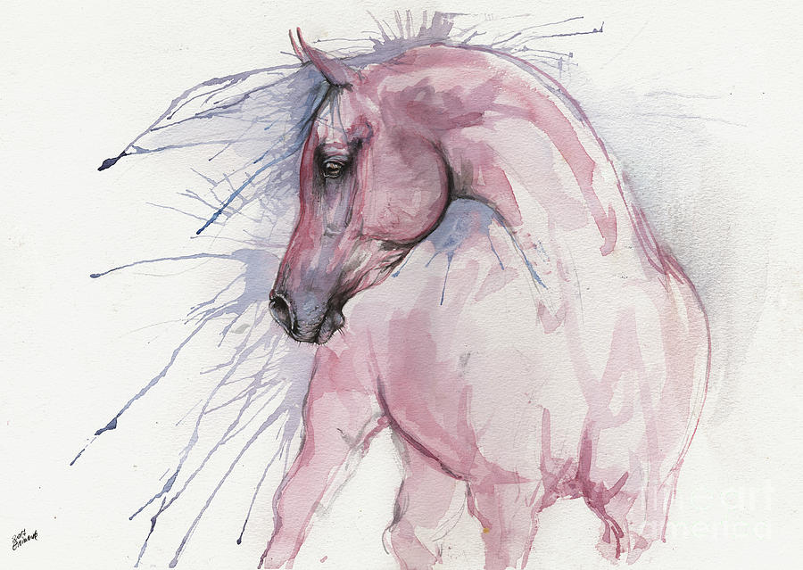 Pink arabian horse 2017 07 17 Painting by Ang El