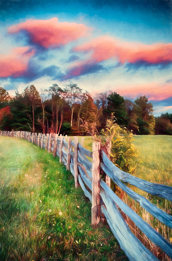 Pink Autumn Sunset in the Blue Ridge AP Painting by Dan Carmichael