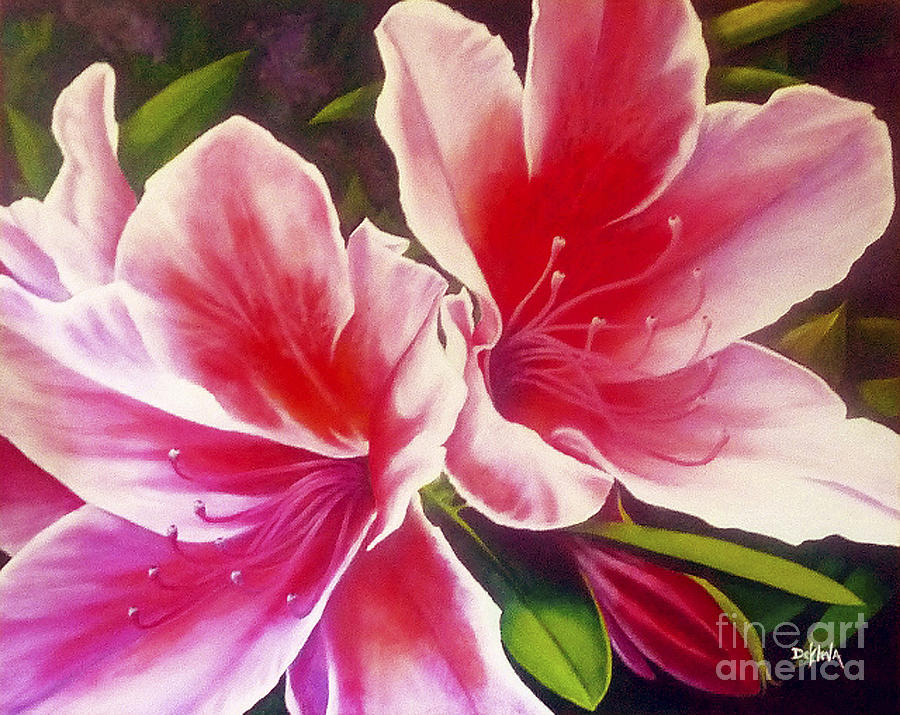 Pink Azalea Painting by Joe Dekleva - Fine Art America