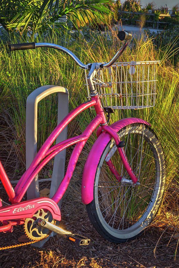 Miami Photograph - Pink Beach Bike by Debra and Dave Vanderlaan