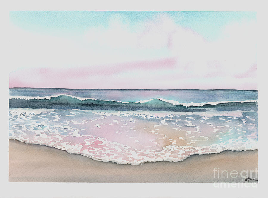 Pink Beach Painting by Hilda Wagner