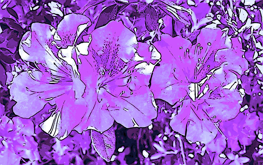 Flower Digital Art - Pink Bevy of Beauties on a Sunny Day in Lavender and Blue by Marian Bell