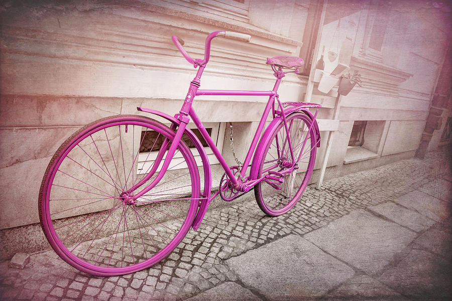 Bicycle Photograph - Pink Bicycle in Wroclaw Poland Old Town  by Carol Japp